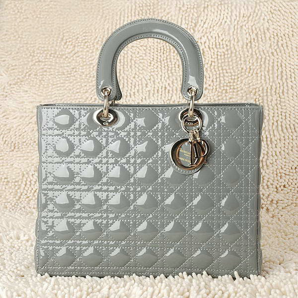 replica jumbo lady dior patent leather bag 6322 grey with gold - Click Image to Close